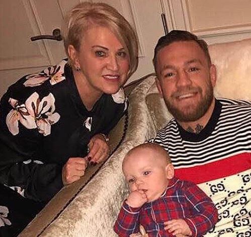 Margaret McGregor with her son Conor McGregor and grandson.